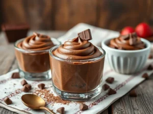 – mousse au chocolat → La mousse au chocolat maison est légère, intense et très gourmande : analyse et tendances