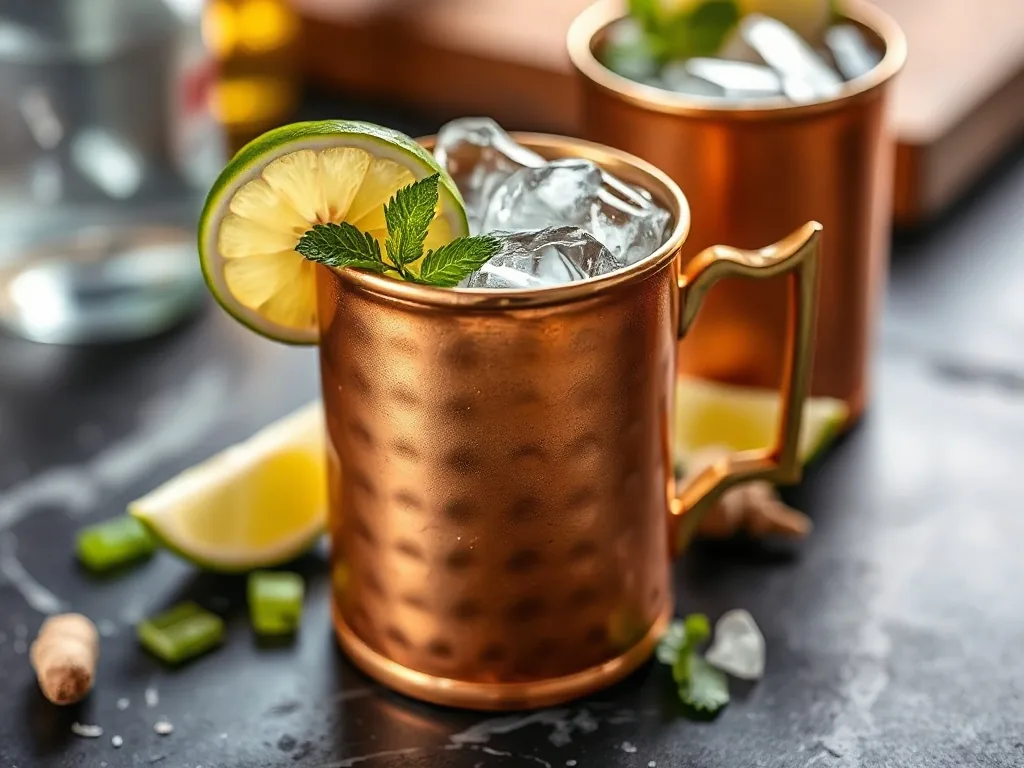 L’essor du cocktail moscow mule → Le cocktail moscow mule est une boisson rafraîchissante au gingembre et citron vert.