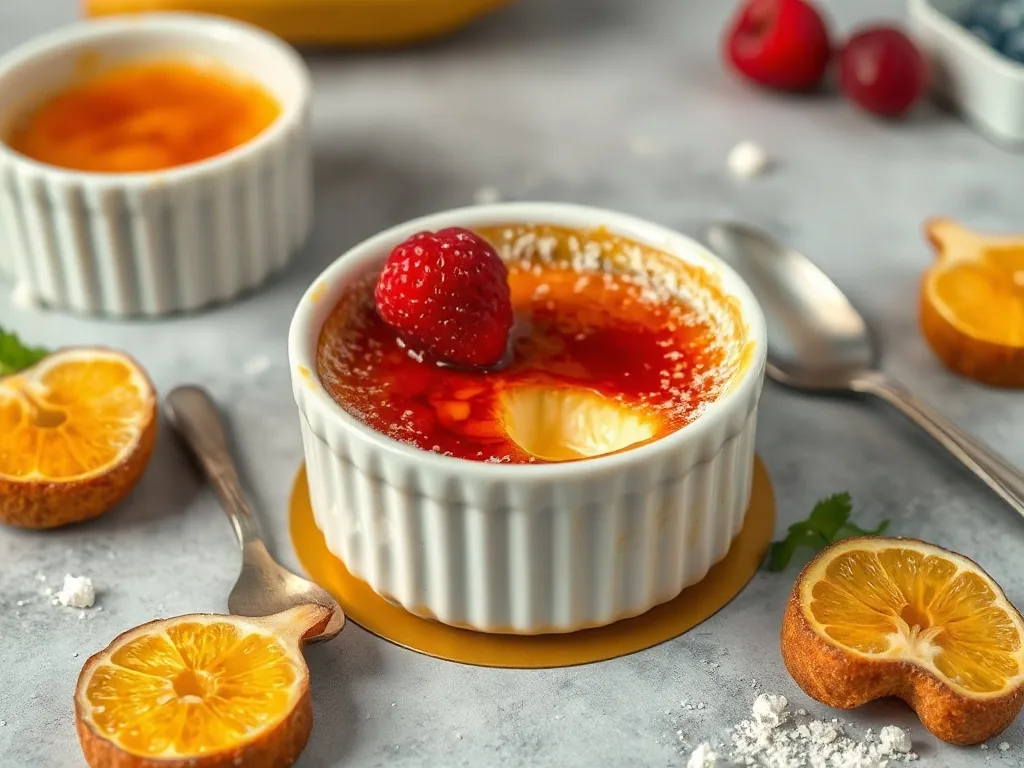 Secrets de la crème brûlée → Apprenez à réaliser une crème brûlée onctueuse avec une croûte caramélisée parfaite.
